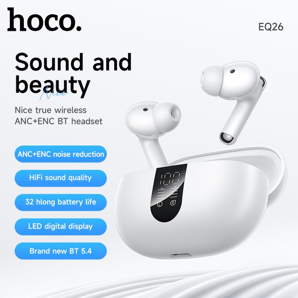 hoco. EQ26 ANC+ENC Nice true wireless BT headset - White