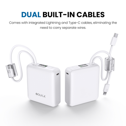 iQuick Built-in Type-C and Lightning Cables Power Bank 10000mAh