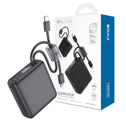 iQuick Built-in Type-C and Lightning Cables Power Bank 10000mAh