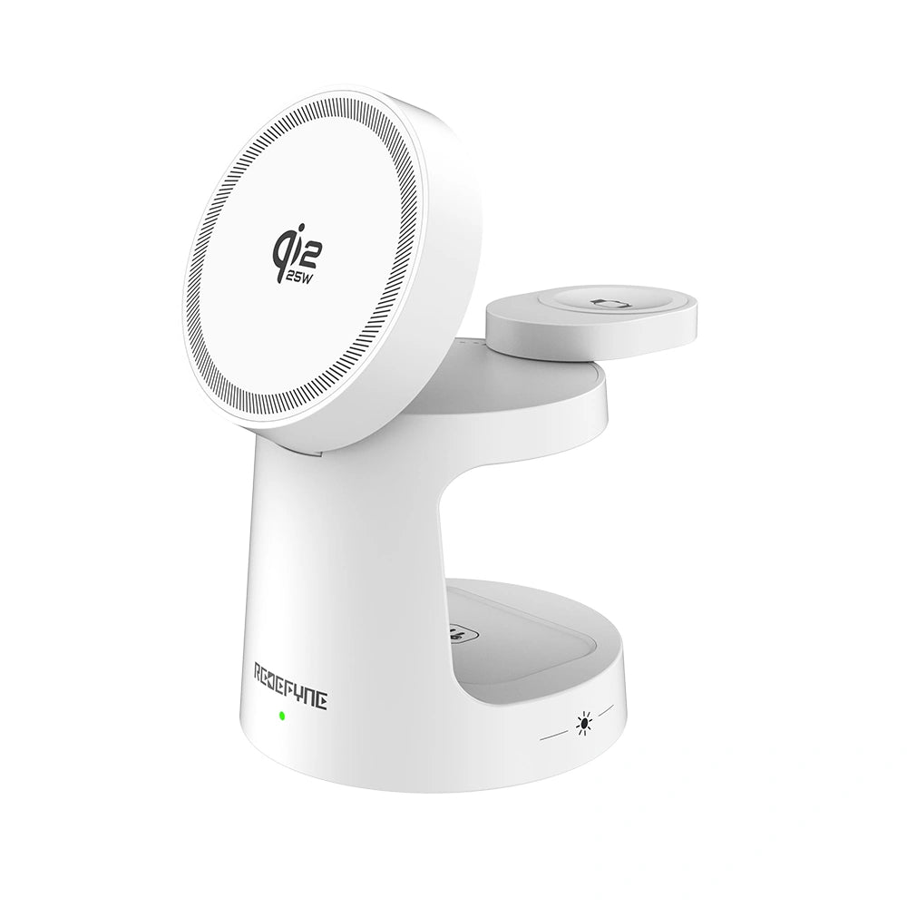 REDEFYNE Qi2.2 25W 3-IN-1 Foldable Magnetic Wireless Charger- White
