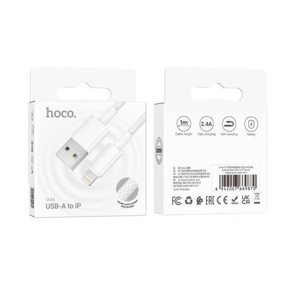hoco. DU63 USB-A to lightning Braided Source charging data cable - White