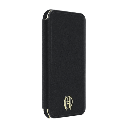 House of Harlow 1960 Black Leather Wallet/Gold Metallic Case for iPhone 7/8/SE (2020)